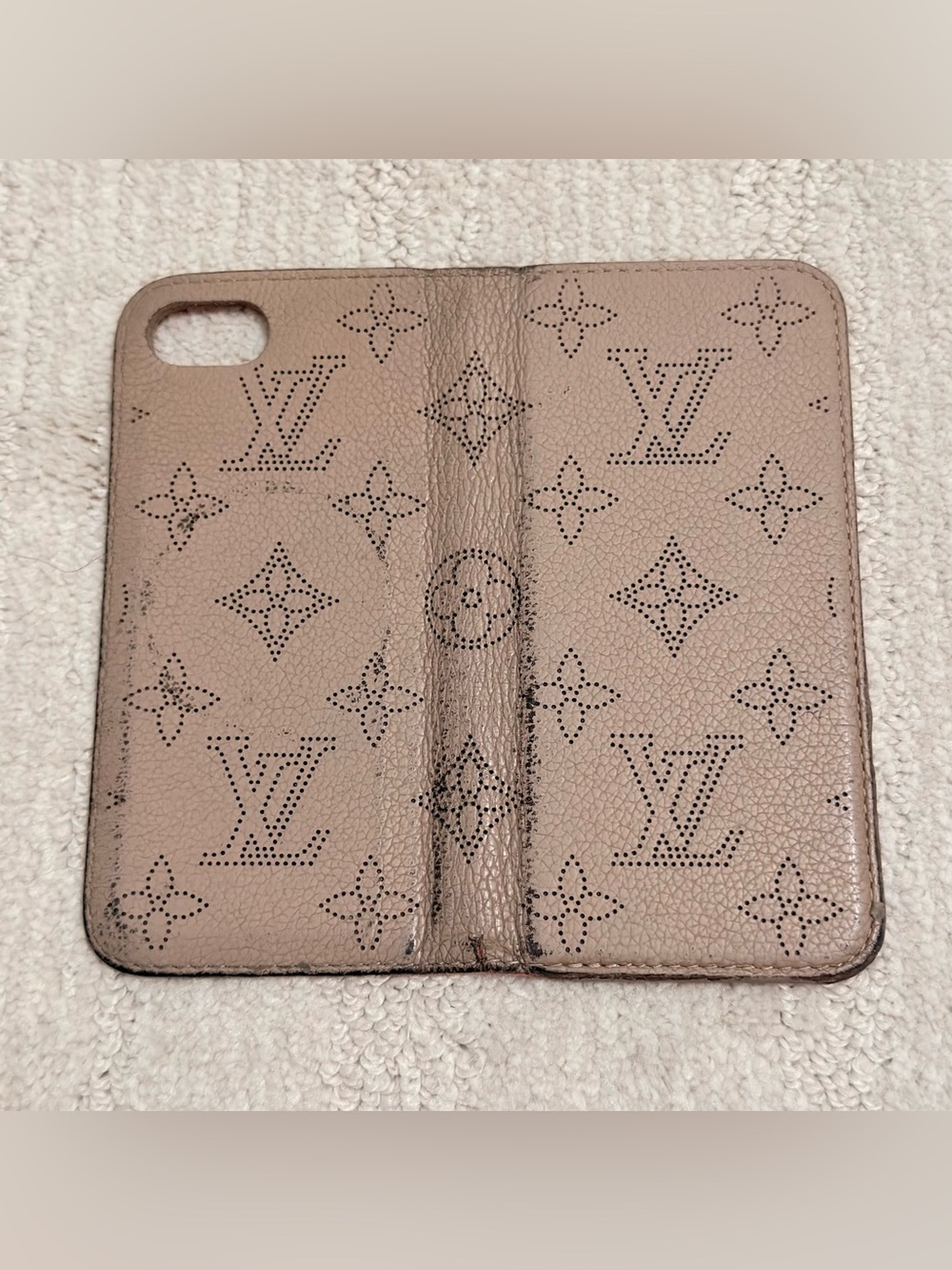 Louis Vuitton Monogram Perforated Leather iPhone 7 Case - Taupe